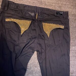 Robin's Jean Black Denim with Gold Accents